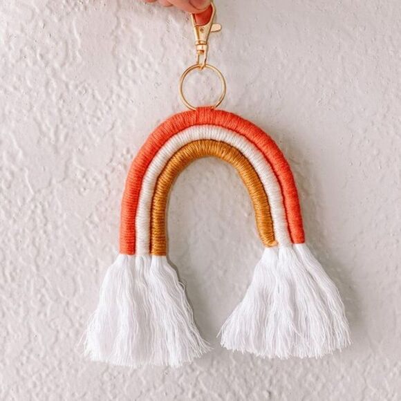 Rainbow Keychain, Macrame Keychain, Boho Keychain - Picture 2 of 3